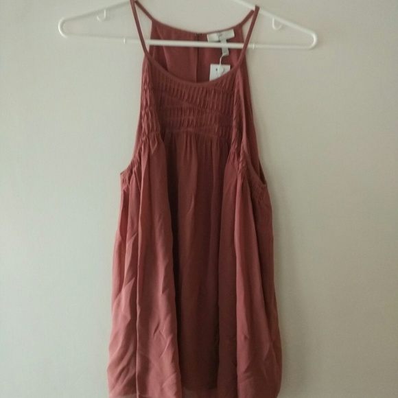 Joie Soseh Smocked Silk Tank BURNT TERRACOTTA - Picture 3 of 7